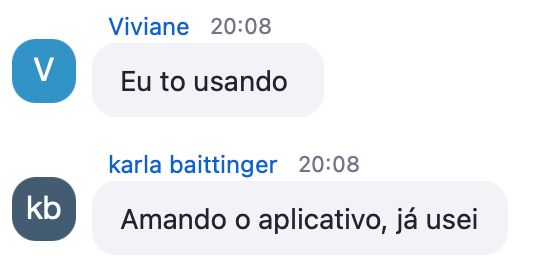 Mensagens de fonoaudiólogas: eu tô usando; amando o aplicativo, já usei